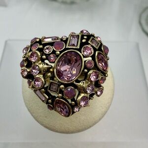 Heidi Daus Pink Heart Crystal Statement Ring size 8. #416R